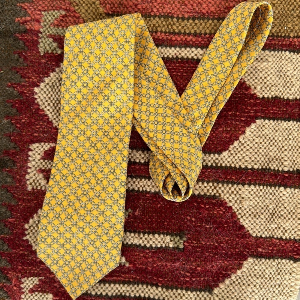 “346” Brooks Brothers pure silk yellow +blue men’s tie